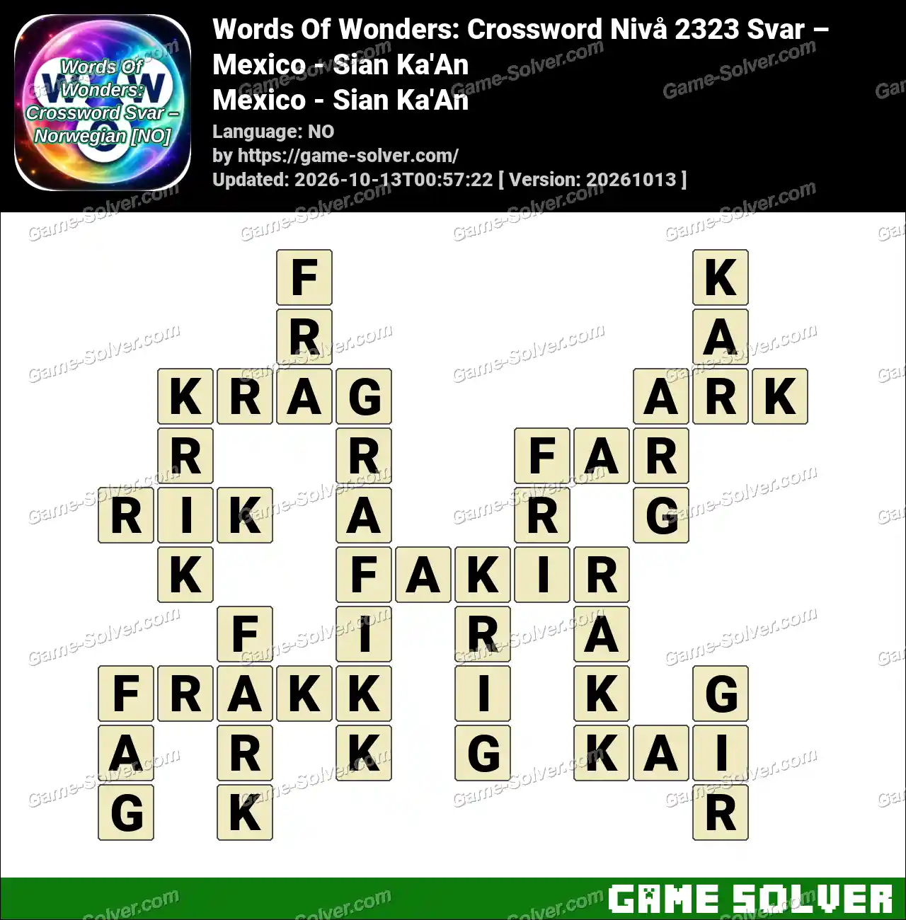 Words Of Wonders: Crossword Nivå 2323 Svar – Mexico – Sian Ka’An